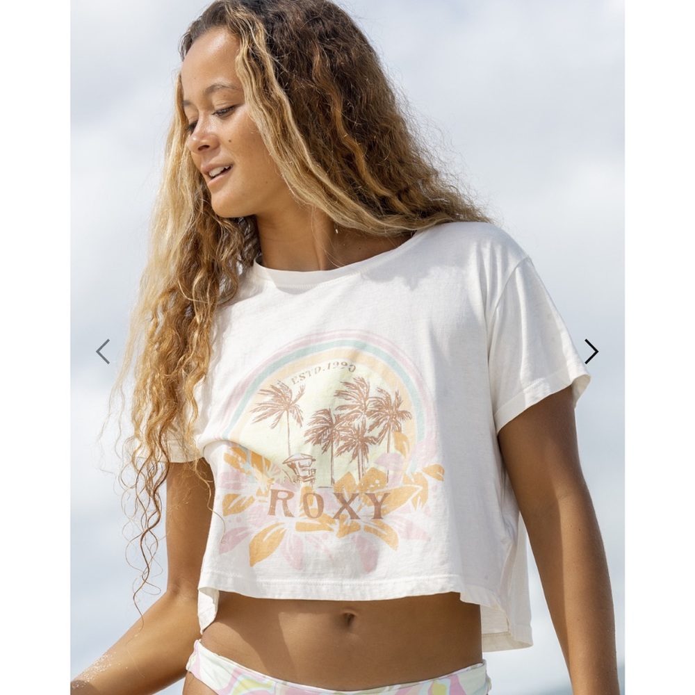 NWT Roxy Haleiwa Moment Cropped Baby T Shirt - Picture 2 of 12